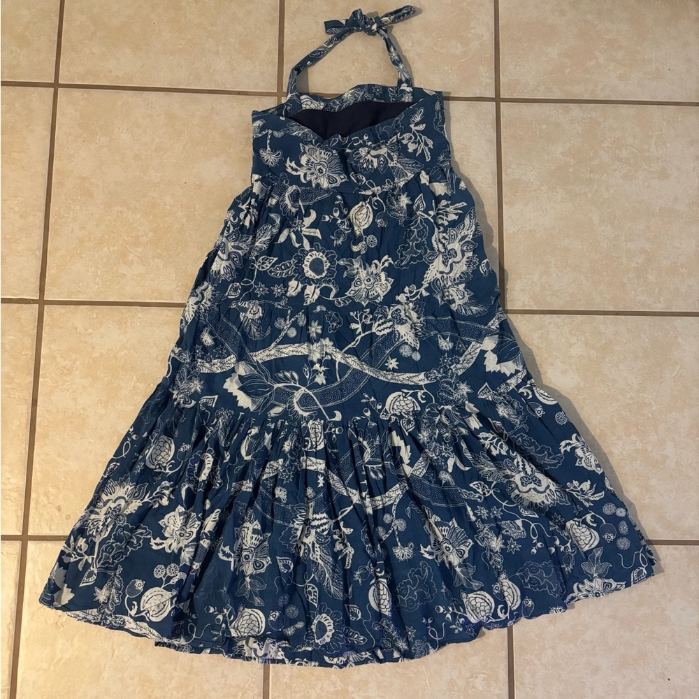Faherty Indigo Print Dress: Size S